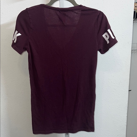 PINK Victoria's Secret Maroon V-Neck Tee - Picture 3 of 5